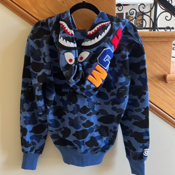 A Bathing Ape Hoodie Size Small Blue/Black Camouflage New withTags - Picture 5 of 9